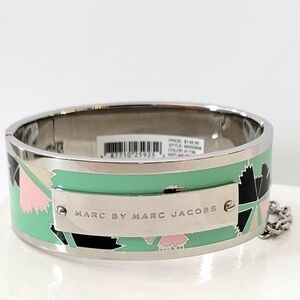 Marc by Marc Jacobs Mint and Black Floral Enamel Hinged Bracelet